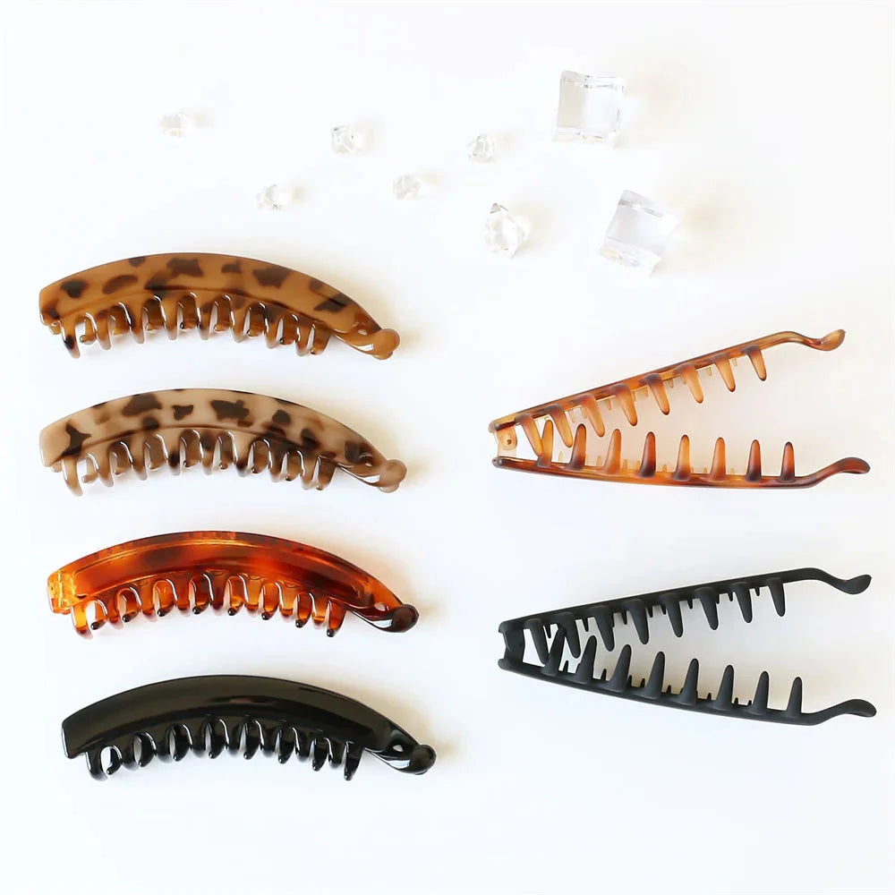Frosted Solid Color Banana Hair Clips โ Fashion Ponytail Barrettes & Hair Claws for Women